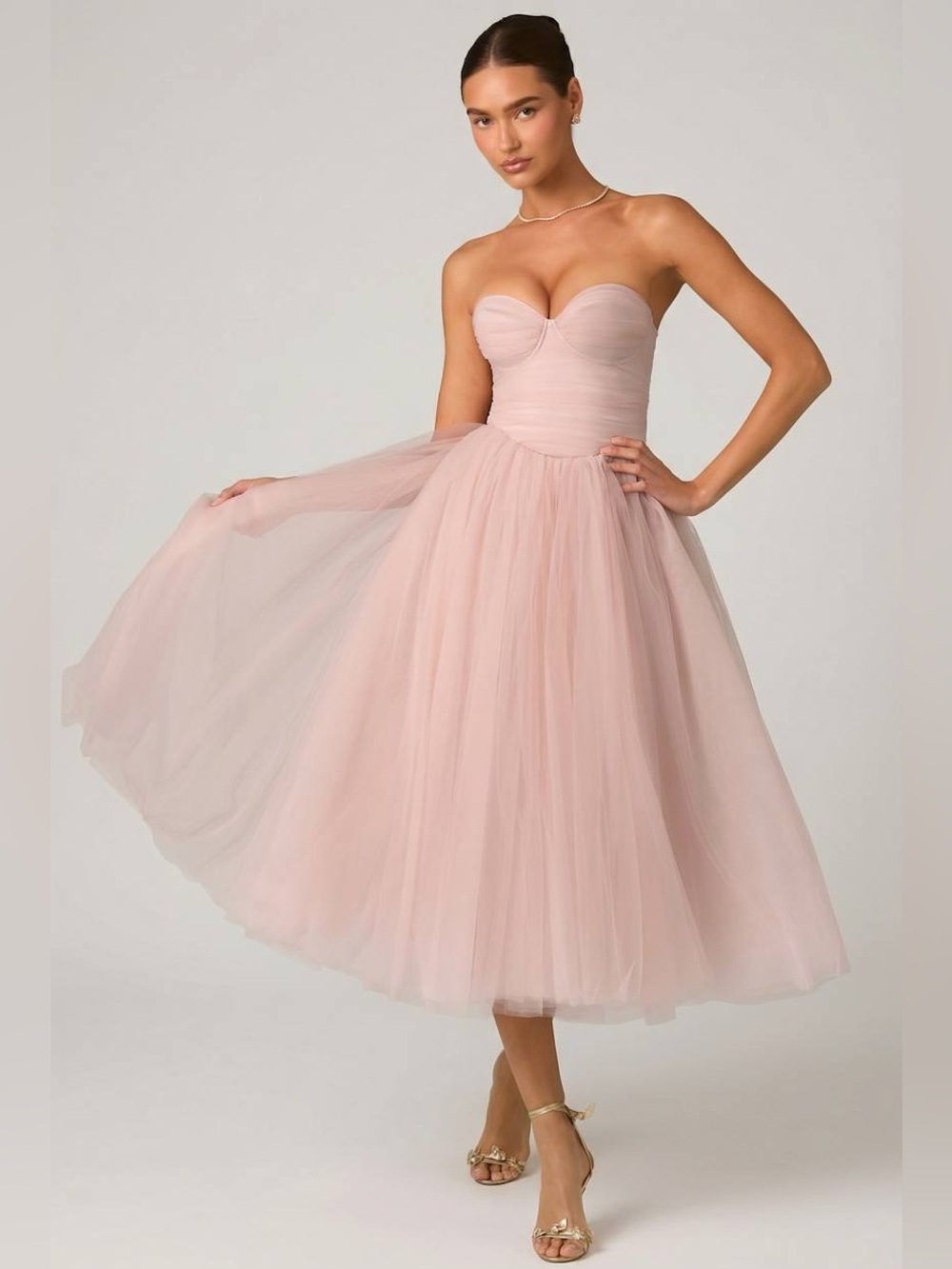 Oh Polly Blush Pink Tulle Dress with Sweetheart Neckline